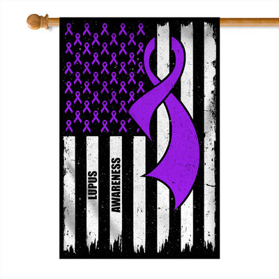 Lupus Awareness America Flag Purple Ribbon Flag | Teecentury.com