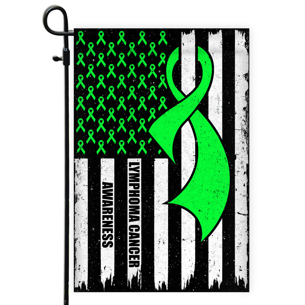 Lymphoma Cancer Awareness America Flag Green Ribbon Flag | Teecentury.com