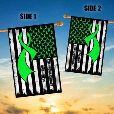 Lymphoma Cancer Awareness America Flag Green Ribbon Flag | Teecentury.com