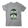 Lymphoma Liver Awareness Messy Bun Warrior Believe Green T-Shirt & Tank Top | Teecentury.com