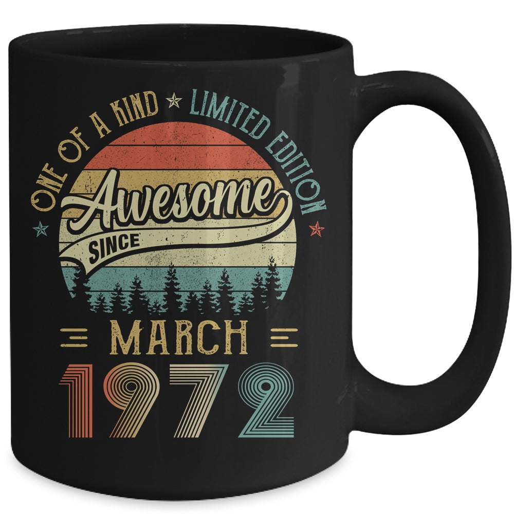 March 1972 Vintage 50 Years Old Retro 50th Birthday Mug Coffee Mug | Teecentury.com