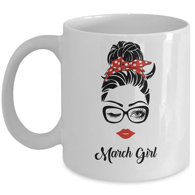 March Girl Woman Face Wink Eyes Lady Face Birthday Gift Mug Coffee Mug | Teecentury.com