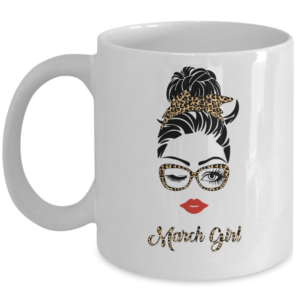 March Girl Woman Lips Eyes Lady Leopard Birthday Gift Mug Coffee Mug | Teecentury.com