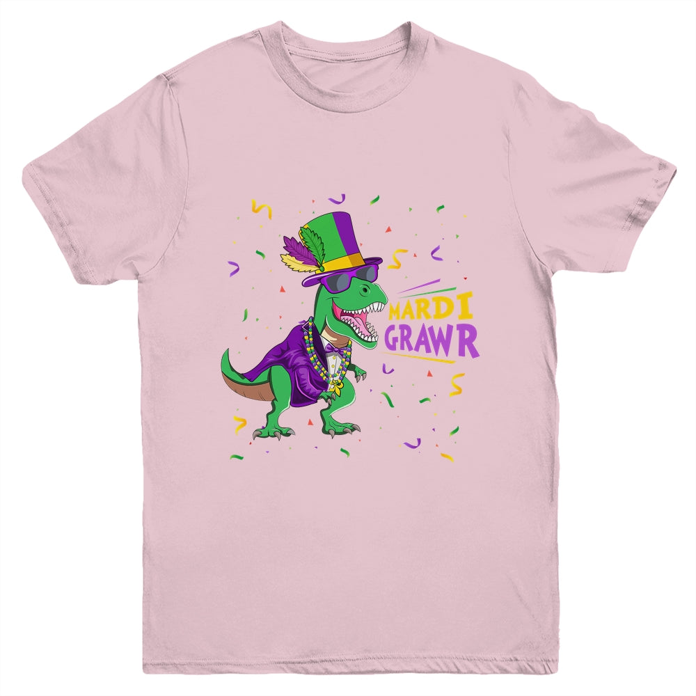Mardi Gras Trex Dinosaur Lovers Boy Mardi Grawr Youth Shirt | teecentury