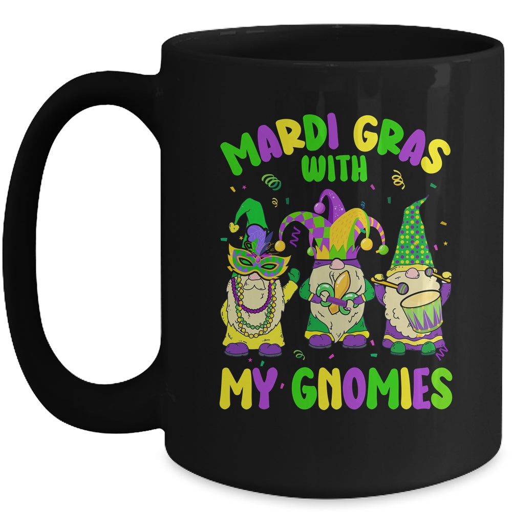 Mardi Gras With My Gnomies Funny Mardi Gras Three Gnomes Mug | teecentury