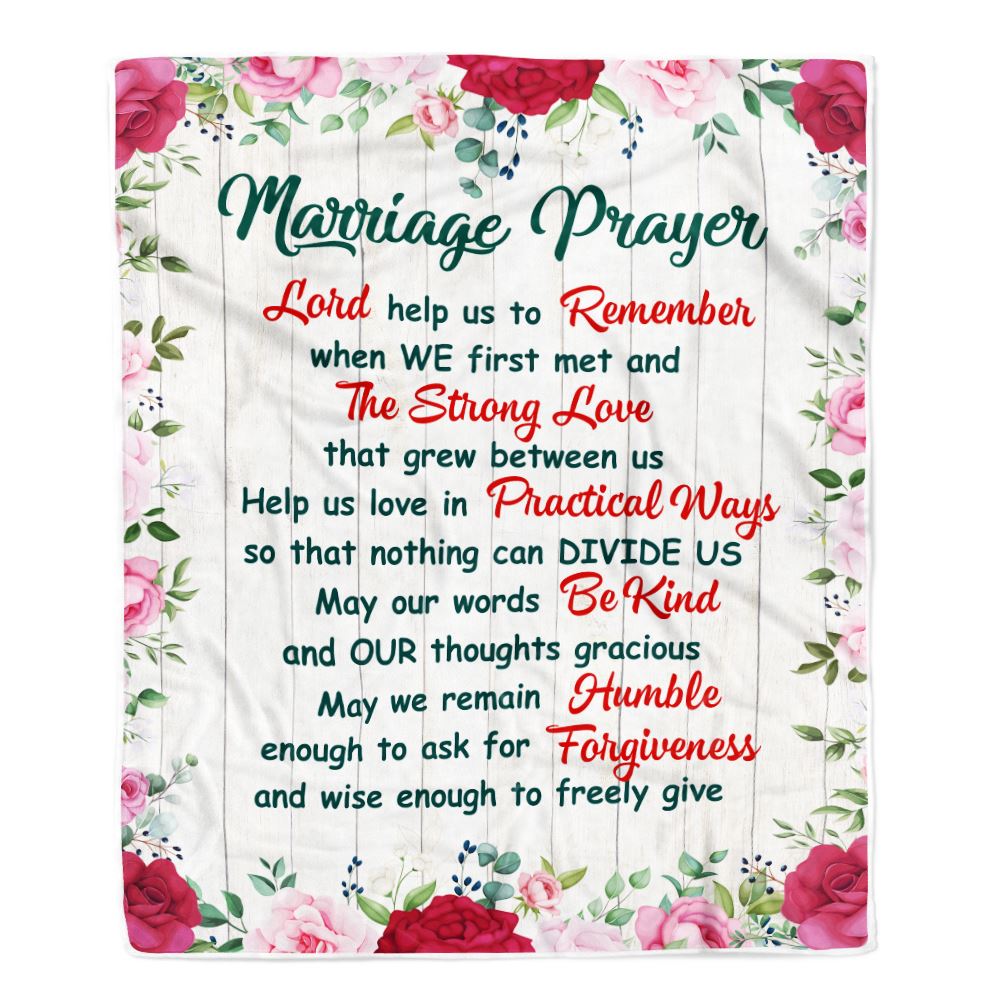 Marriage Prayer Blanket Anniversary Wedding Christian Engagement For Couples Bride Groom Newly Engaged Fleece Throw Blanket | teecentury