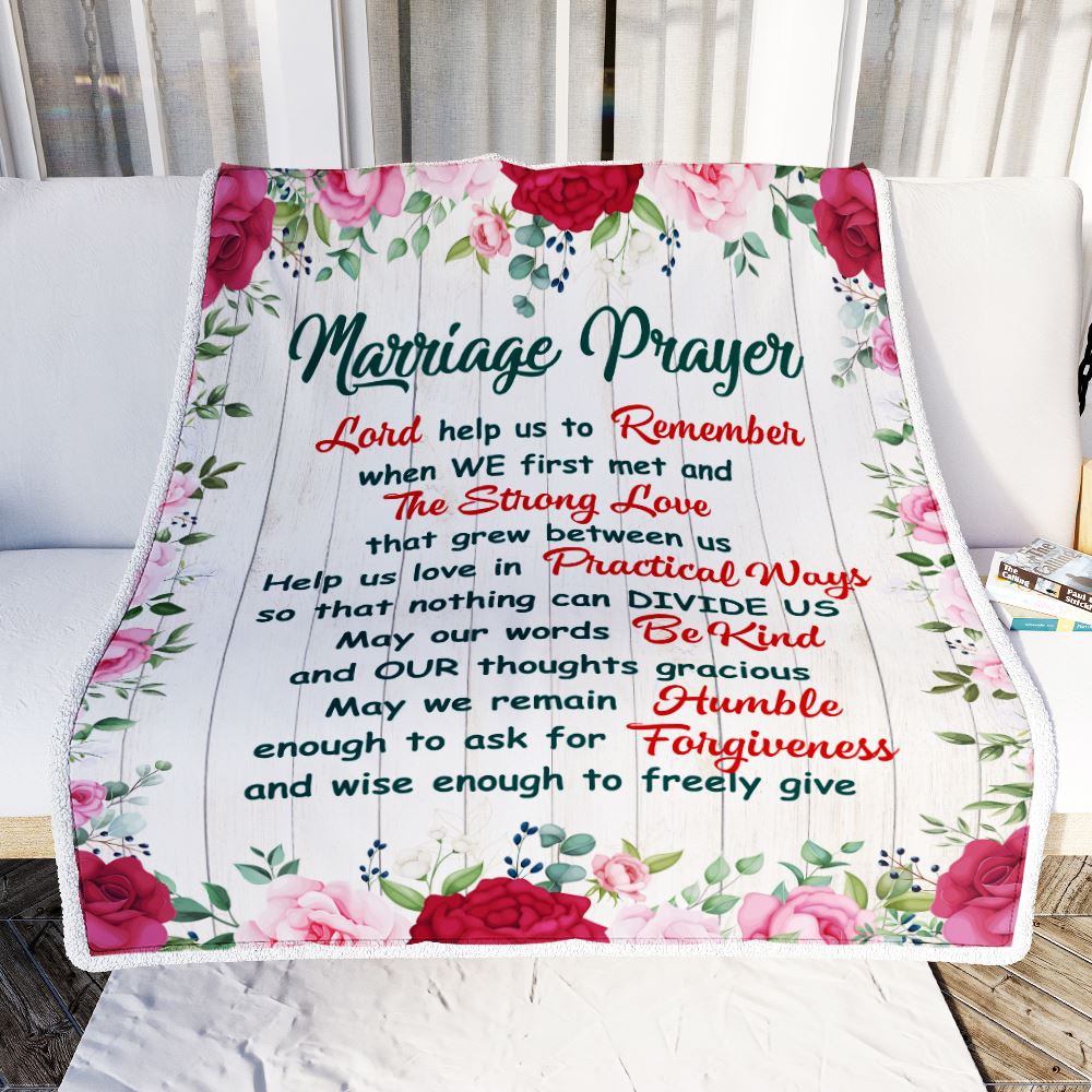 Marriage Prayer Blanket Anniversary Wedding Christian Engagement For Couples Bride Groom Newly Engaged Fleece Throw Blanket | teecentury