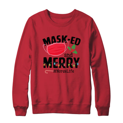 Masked And Merry Nurse Life Nurse Christmas 2022 T-Shirt & Sweatshirt | Teecentury.com