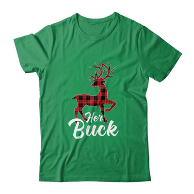 Matching Couples Christmas Pajamas Buffalo Plaid Her Buck T-Shirt & Sweatshirt | Teecentury.com
