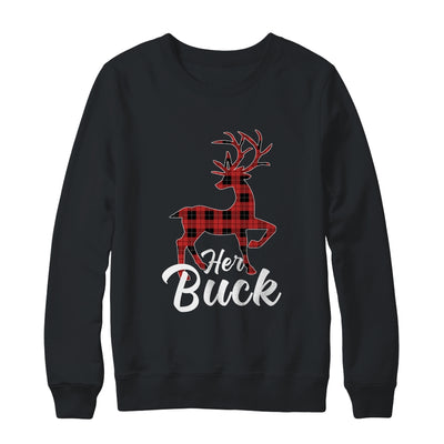 Matching Couples Christmas Pajamas Buffalo Plaid Her Buck T-Shirt & Sweatshirt | Teecentury.com