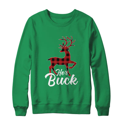 Matching Couples Christmas Pajamas Buffalo Plaid Her Buck T-Shirt & Sweatshirt | Teecentury.com