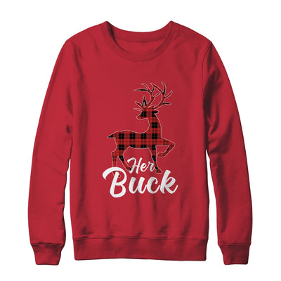 Matching Couples Christmas Pajamas Buffalo Plaid Her Buck T-Shirt & Sweatshirt | Teecentury.com