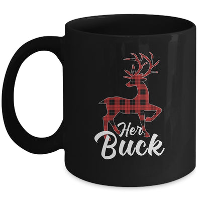 Matching Couples Christmas Pajamas Buffalo Plaid Her Buck Mug Coffee Mug | Teecentury.com