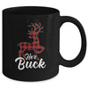 Matching Couples Christmas Pajamas Buffalo Plaid Her Buck Mug Coffee Mug | Teecentury.com