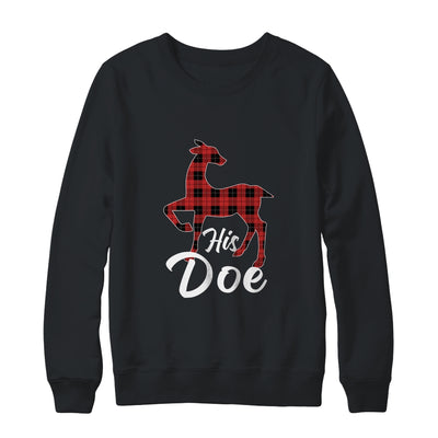 Matching Couples Christmas Pajamas Buffalo Plaid His Doe T-Shirt & Sweatshirt | Teecentury.com