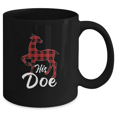 Matching Couples Christmas Pajamas Buffalo Plaid His Doe Mug Coffee Mug | Teecentury.com