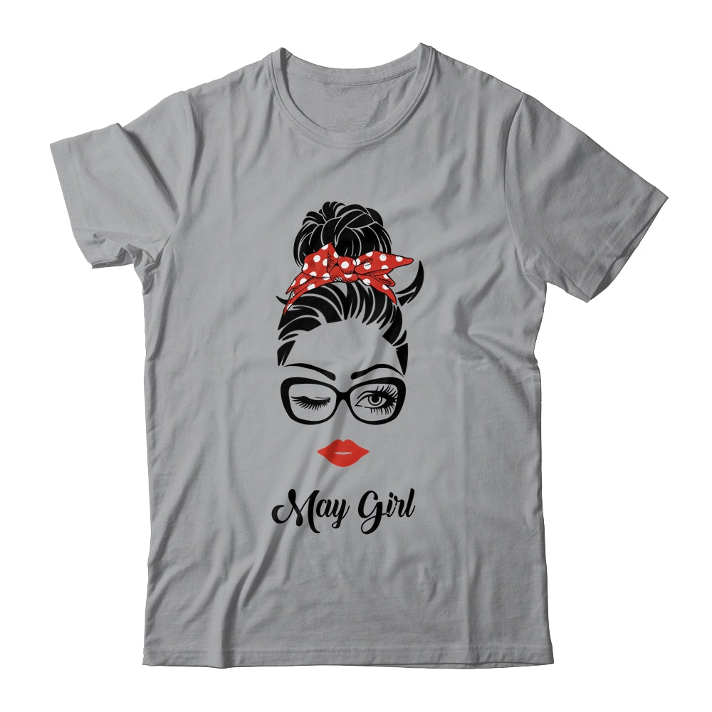 May Girl Woman Face Wink Eyes Lady Face Birthday Gift T-Shirt & Tank Top | Teecentury.com