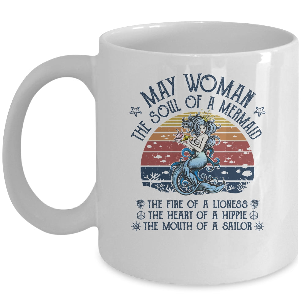 May Woman The Soul Of A Mermaid Vintage Birthday Gift Mug Coffee Mug | Teecentury.com