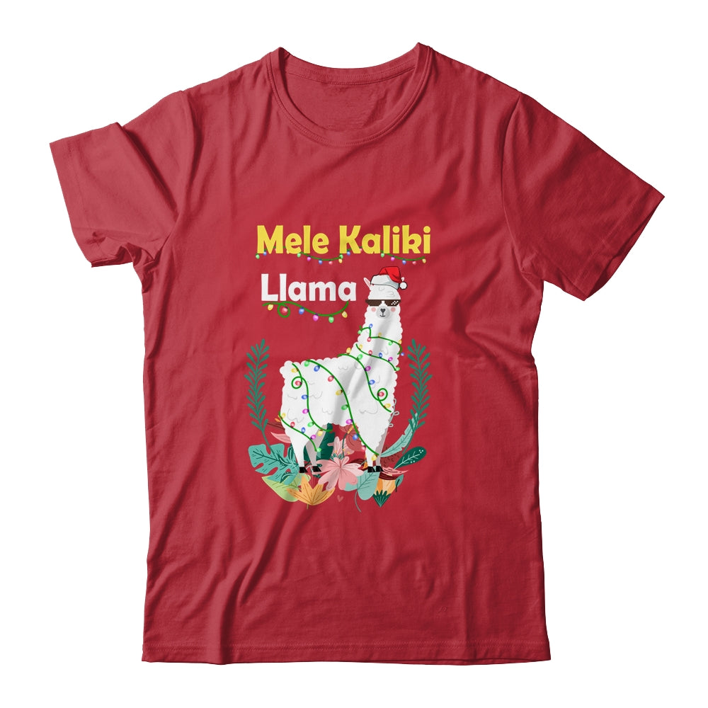 Mele Kalikimaka Christmas Hawaiian Llama X-Mas Lights T-Shirt & Sweatshirt | Teecentury.com