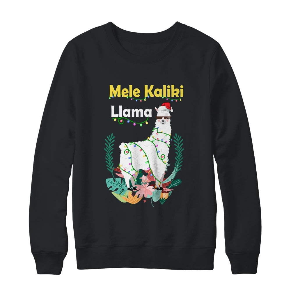 Mele Kalikimaka Christmas Hawaiian Llama X-Mas Lights T-Shirt & Sweatshirt | Teecentury.com