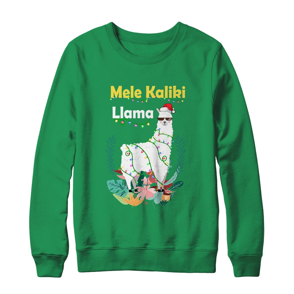 Mele Kalikimaka Christmas Hawaiian Llama X-Mas Lights T-Shirt & Sweatshirt | Teecentury.com
