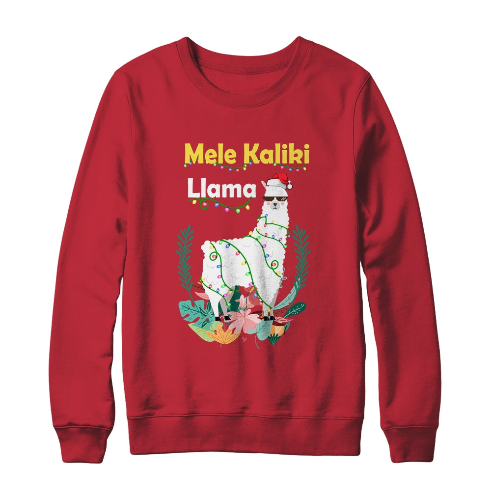 Mele Kalikimaka Christmas Hawaiian Llama X-Mas Lights T-Shirt & Sweatshirt | Teecentury.com