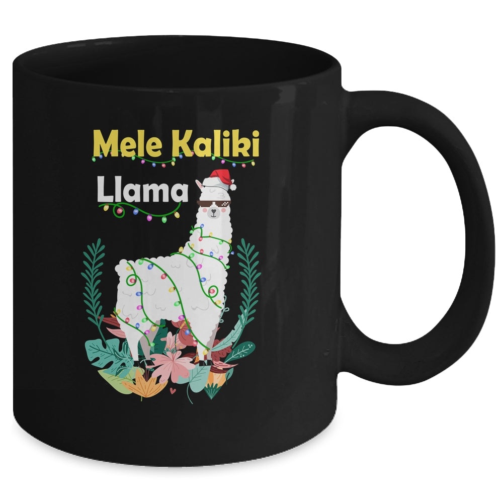 Mele Kalikimaka Christmas Hawaiian Llama X-Mas Lights Mug Coffee Mug | Teecentury.com