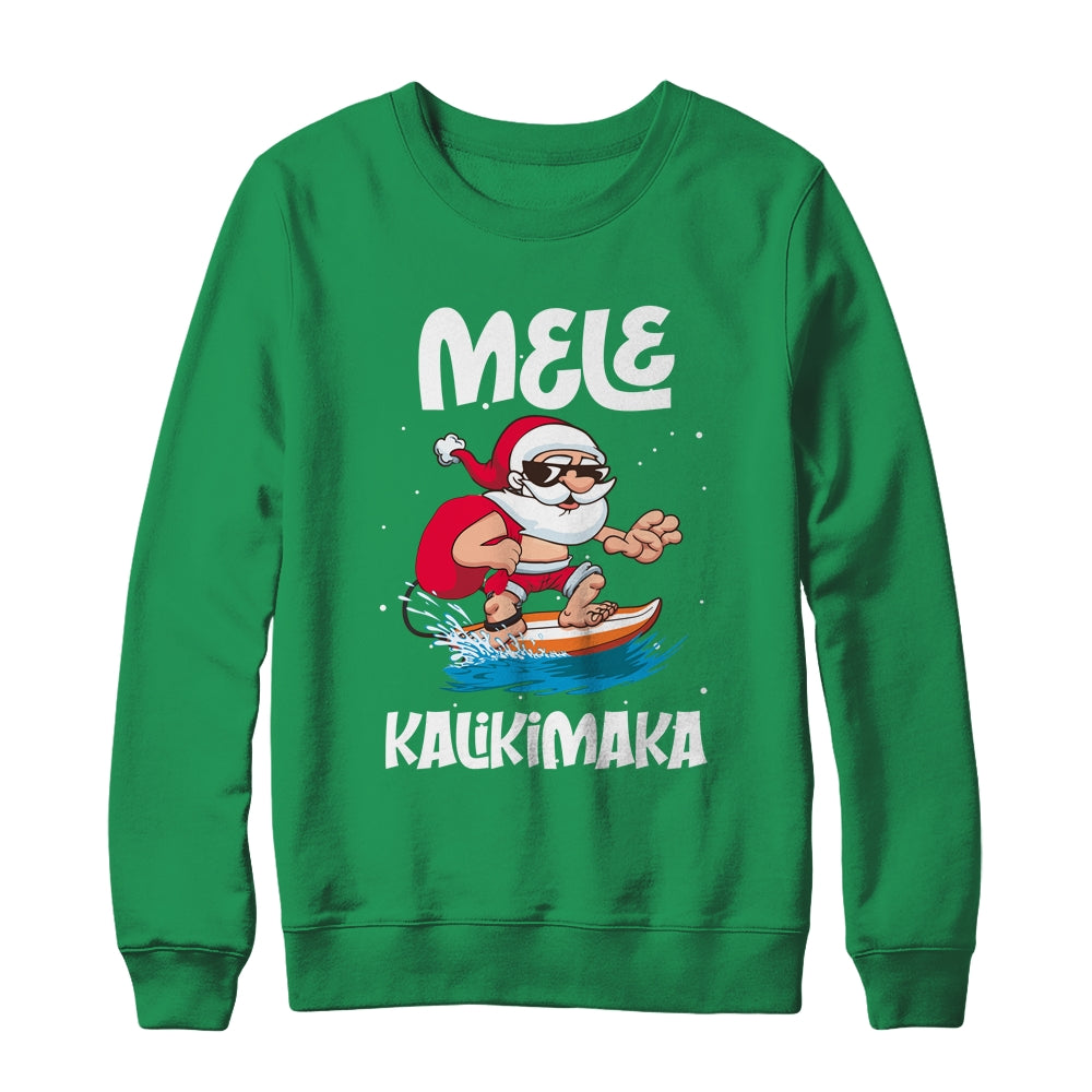 Mele Kalikimaka Hawaiian Christmas Hawaii Surfing Santa T-Shirt & Sweatshirt | Teecentury.com