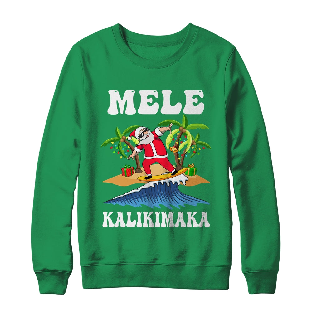 Mele Kalikimaka Hawaiian Hawaii Christmas Santa Surf Surfing Shirt & Sweatshirt | teecentury