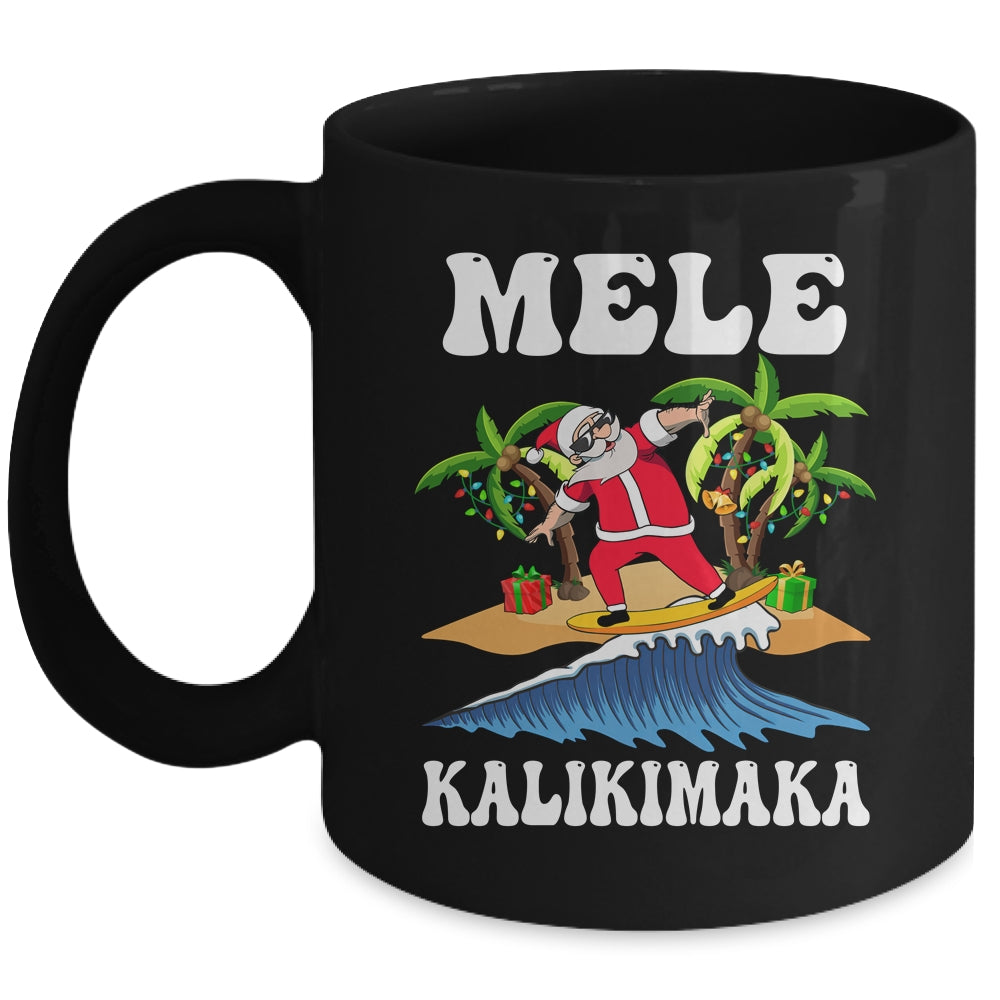 Mele Kalikimaka Hawaiian Hawaii Christmas Santa Surf Surfing Mug | teecentury