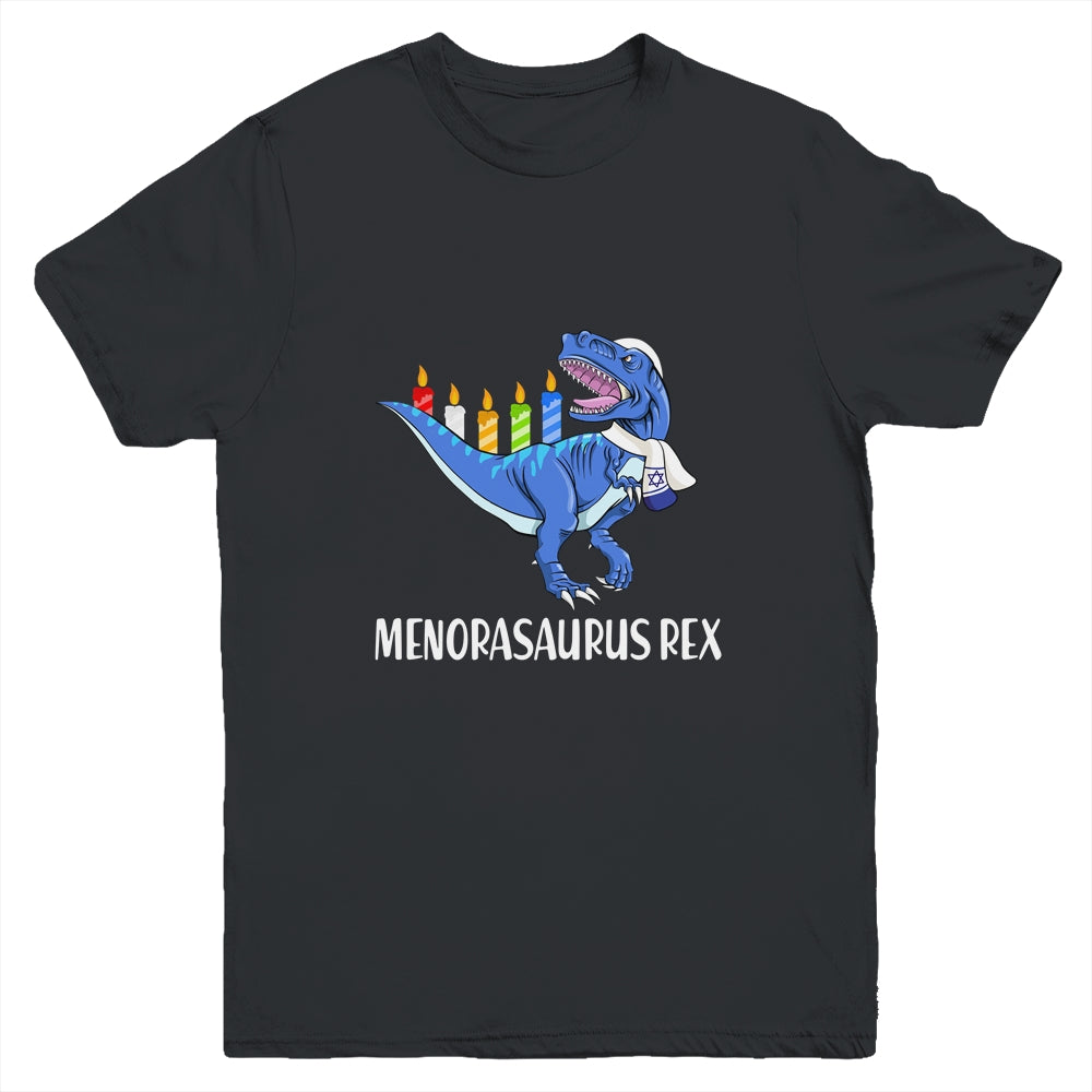 Menorasaurus Rex Menorah Dinosaur Hanukkah For Boys Youth Youth Shirt | Teecentury.com
