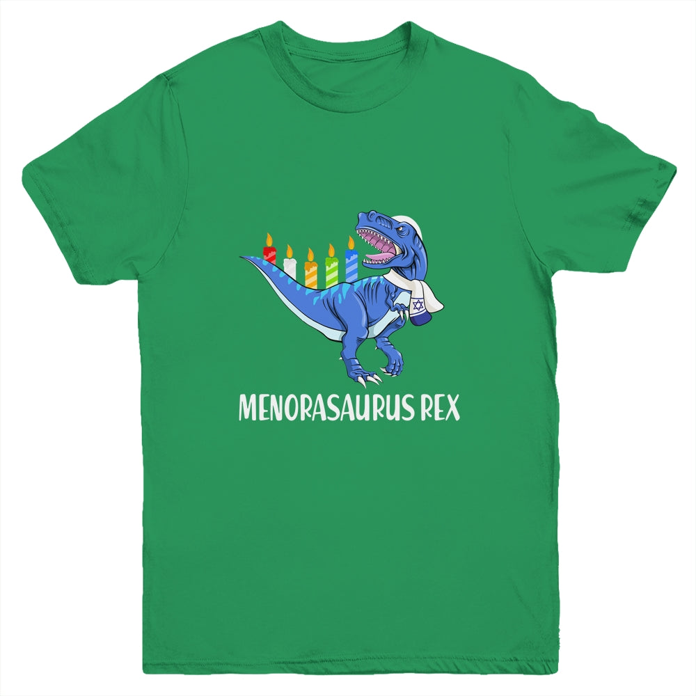 Menorasaurus Rex Menorah Dinosaur Hanukkah For Boys Youth Youth Shirt | Teecentury.com