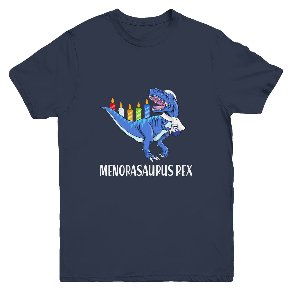 Menorasaurus Rex Menorah Dinosaur Hanukkah For Boys Youth Youth Shirt | Teecentury.com
