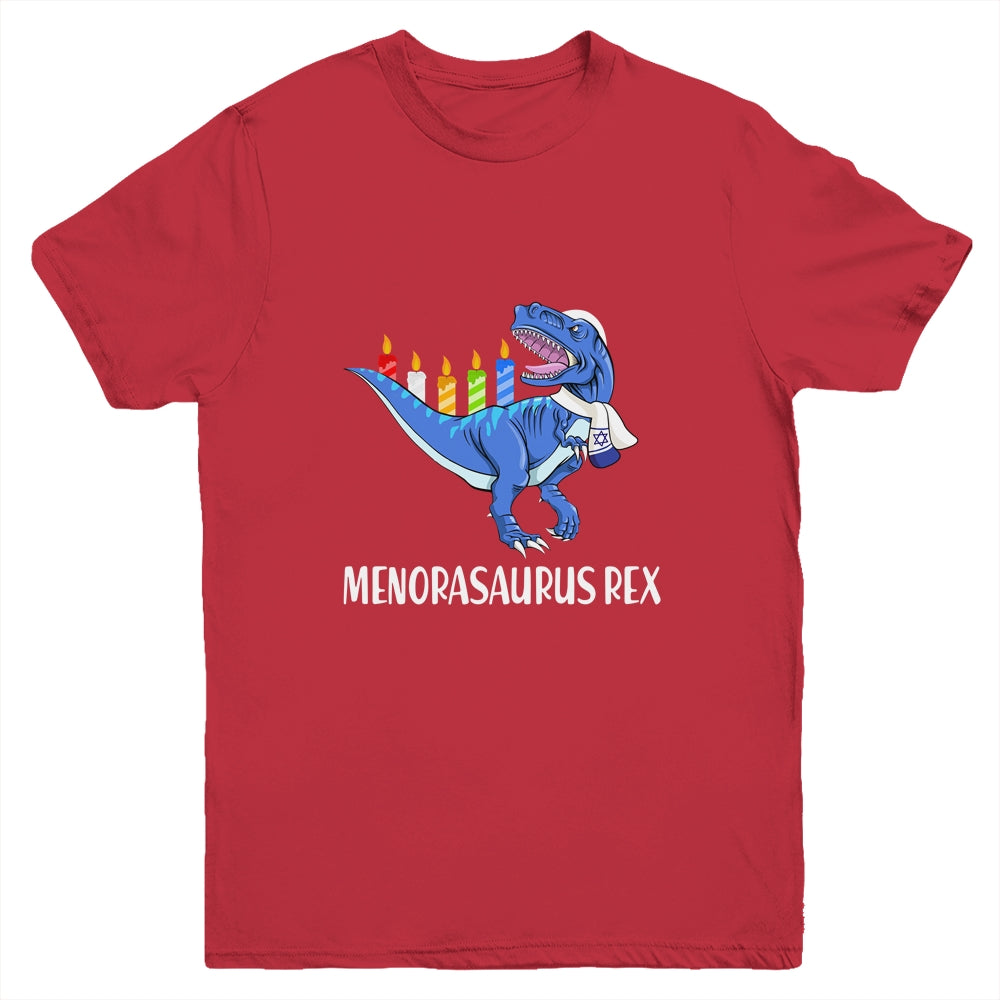 Menorasaurus Rex Menorah Dinosaur Hanukkah For Boys Youth Youth Shirt | Teecentury.com