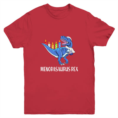 Menorasaurus Rex Menorah Dinosaur Hanukkah For Boys Youth Youth Shirt | Teecentury.com