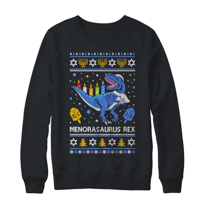 Menorasaurus Rex Trex Menorah Ugly Hanukkah Chanukkah T-Shirt & Sweatshirt | Teecentury.com