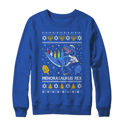 Menorasaurus Rex Trex Menorah Ugly Hanukkah Chanukkah T-Shirt & Sweatshirt | Teecentury.com