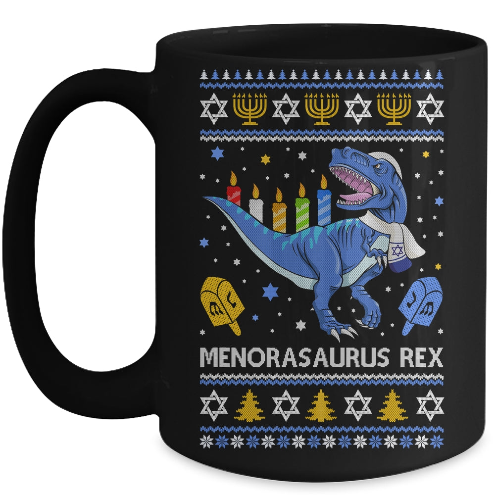 Menorasaurus Rex Trex Menorah Ugly Hanukkah Chanukkah Mug Coffee Mug | Teecentury.com