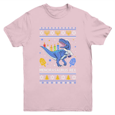 Menorasaurus Rex Trex Menorah Ugly Hanukkah Chanukkah Youth Youth Shirt | Teecentury.com