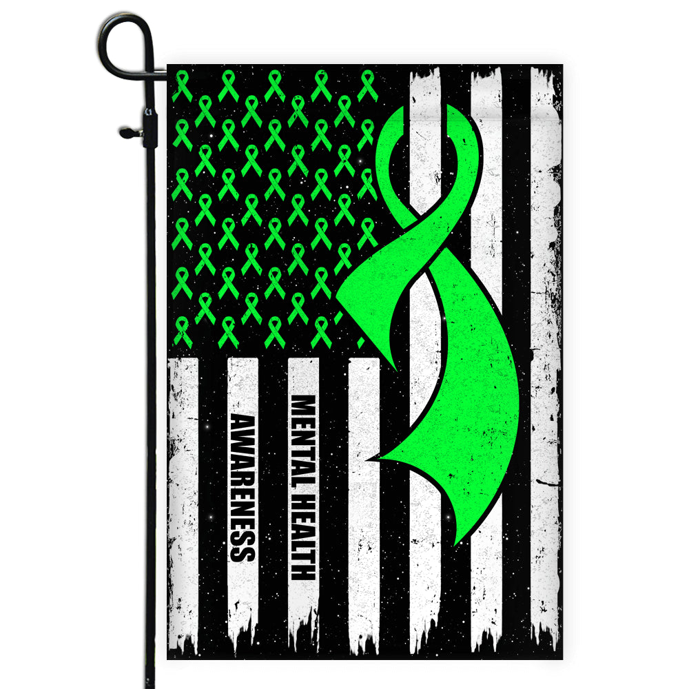 Mental Health Awareness America Flag Green Ribbon Flag | Teecentury.com