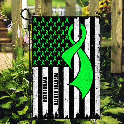 Mental Health Awareness America Flag Green Ribbon Flag | Teecentury.com