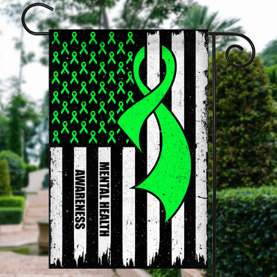 Mental Health Awareness America Flag Green Ribbon Flag | Teecentury.com
