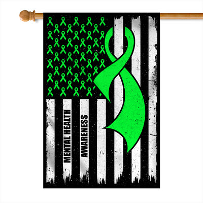 Mental Health Awareness America Flag Green Ribbon Flag | Teecentury.com