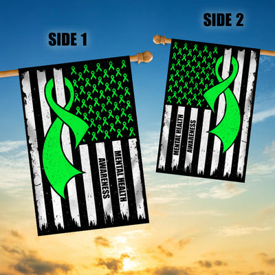 Mental Health Awareness America Flag Green Ribbon Flag | Teecentury.com