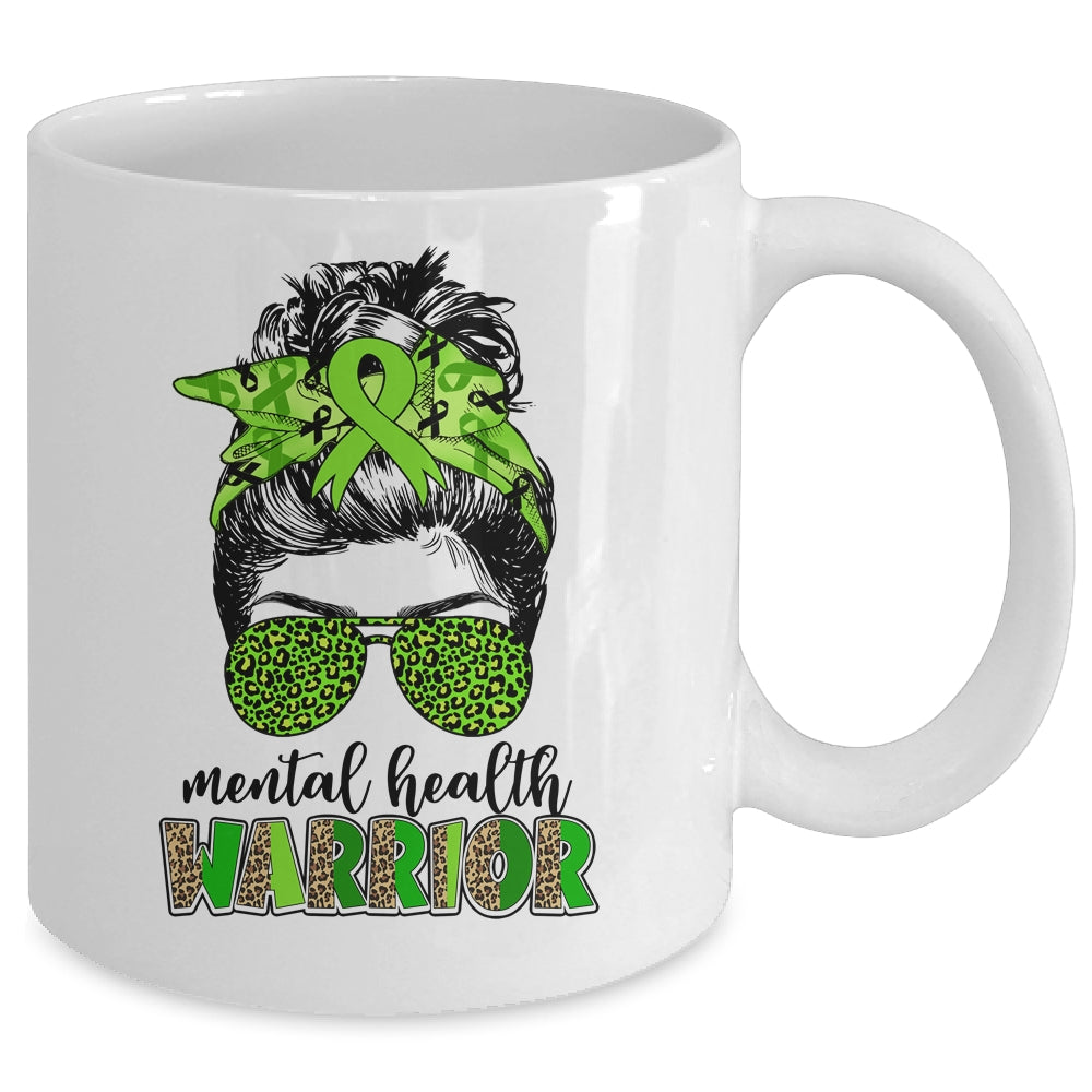 Mental Health Warrior Messy Bun Mental Health Matters Mug | teecentury