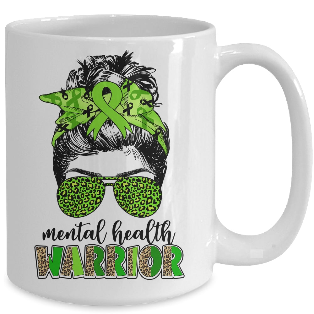 Mental Health Warrior Messy Bun Mental Health Matters Mug | teecentury