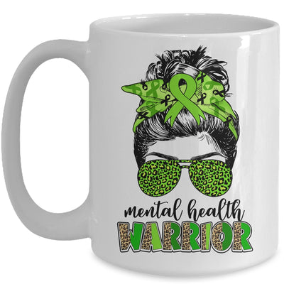 Mental Health Warrior Messy Bun Mental Health Matters Mug | teecentury