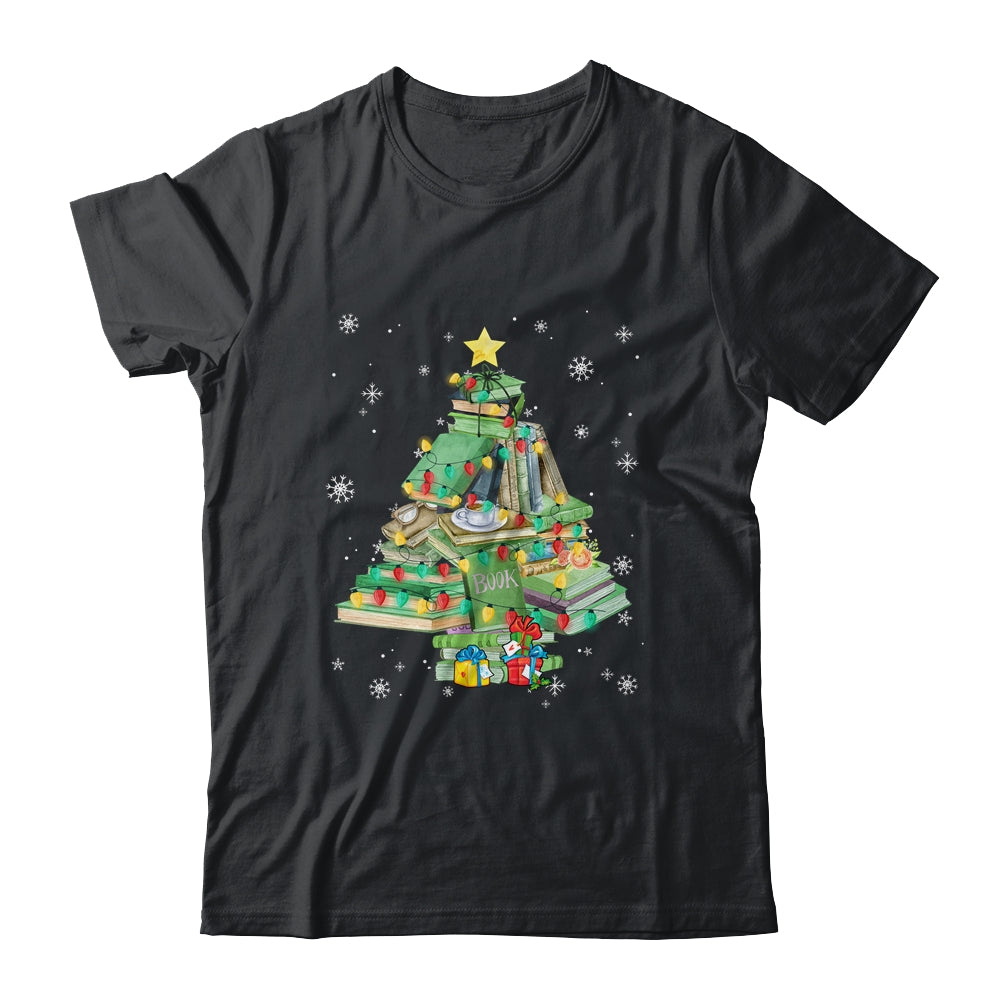 Merry Bookmas Books Pine Tree Funny Reading Lover Christmas Shirt & Sweatshirt | teecentury
