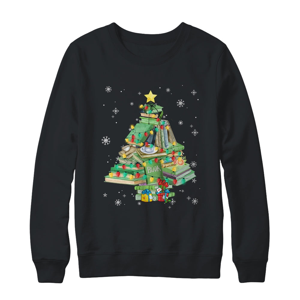 Merry Bookmas Books Pine Tree Funny Reading Lover Christmas Shirt & Sweatshirt | teecentury
