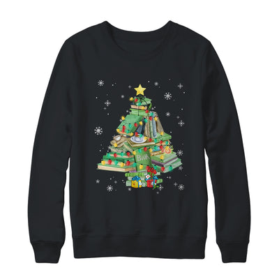 Merry Bookmas Books Pine Tree Funny Reading Lover Christmas Shirt & Sweatshirt | teecentury